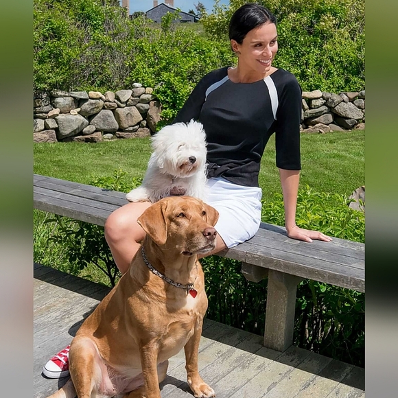 Gretchen Scott Jersey Tee Topper Medium Black 3/4 Sleeves Sporty Athleisure Golf - Picture 2 of 16